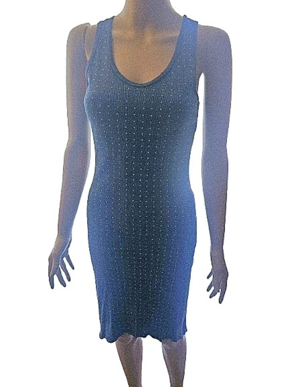 Blue Sleeveless High-Low Maxi Dress With Rhinestones S